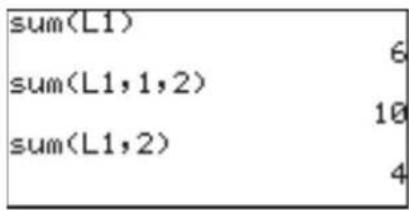 sum(L1) sum(L1,1,2) sum(L1,2)