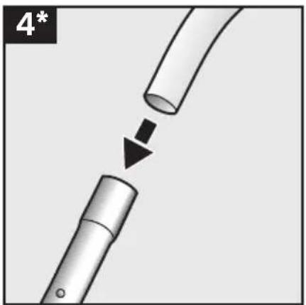 Diagram showing a pipe being inserted into a cylindrical component, with an arrow indicating the insertion direction (no text or symbols present)