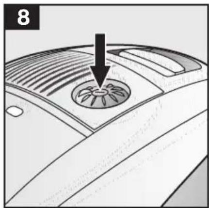 Diagram of a car's front bumper with a black arrow pointing to the rim (no text or symbols)