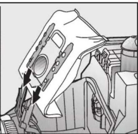 Technical line drawing of a mechanical component with arrows indicating assembly or force direction (no text or symbols)