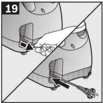 Illustration of a robotic device with a hand operating the base and a close-up view of its base, showing motion (no text or symbols)