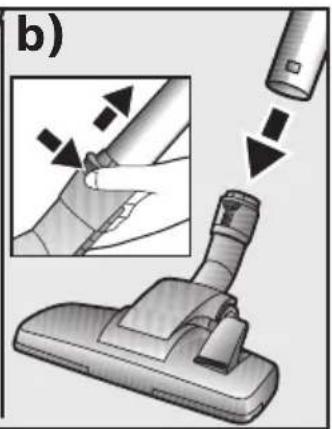 Illustration of a vacuum cleaner's tip being inserted, showing the tool and component (no text or symbols present)