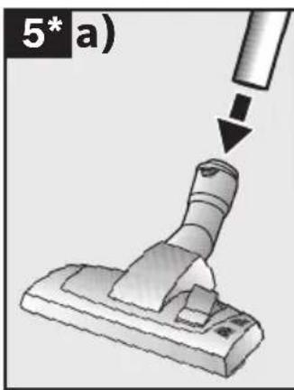 Diagram of a vacuum cleaner with a downward arrow indicating process (no text or symbols)