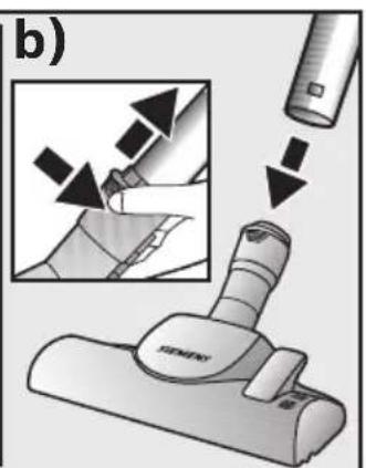 Illustration of a vacuum cleaner with a magnified inset showing the process (no text or symbols)