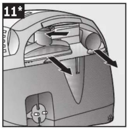 Cross-sectional diagram of a mechanical device showing internal components and airflow direction (no text or symbols)