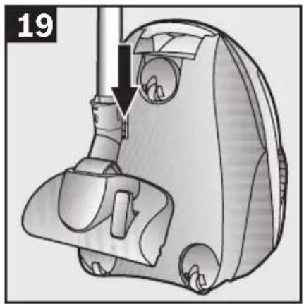 Mechanical device diagram showing a component with a downward arrow indicating motion (no text or symbols)