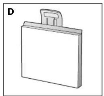 Simple line drawing of a rectangular object with a handle and label 'D' (no text or symbols on the object itself)