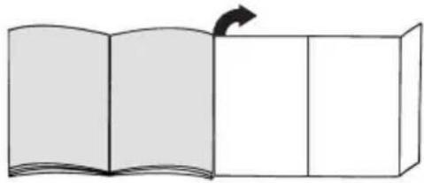 Simple line drawing of an open book with a right-pointing arrow indicating the page direction (no text or symbols)