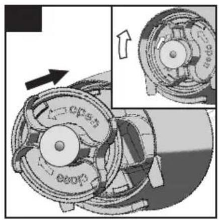 Mechanical assembly diagram showing gear and rotor components with directional arrows (no text or labels)