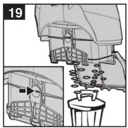 Technical illustration of a mechanical device with internal components and a close-up inset showing a circular component (no text or symbols).