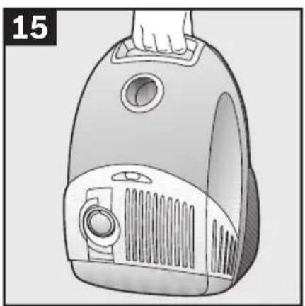 Illustration of a vacuum cleaner with ventilation slots and a handle (no text or symbols)