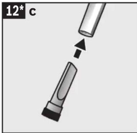 Diagram showing a mechanical component with an arrow indicating direction, labeled '12* c' (no text or symbols on the diagram itself)