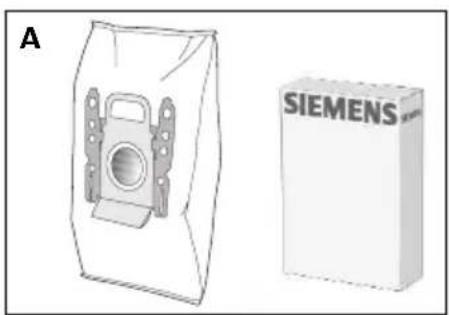 Technical illustration of a Siemens plastic housing component (A) and its packaging (no text or symbols on the components themselves)