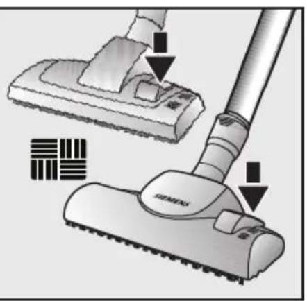 Diagram showing a vacuum cleaner with labeled parts and directional arrows indicating motion or movement.