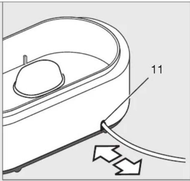 Diagram of a medical device with a curved body and labeled component '11' (no text or symbols beyond label)