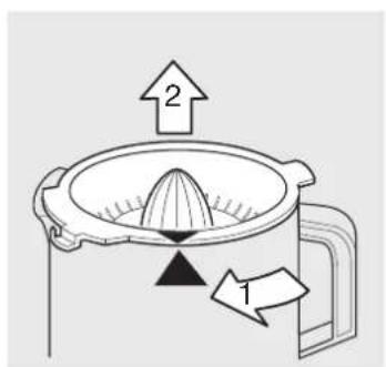 Diagram of a grimmer with labeled parts and directional arrows indicating process flow