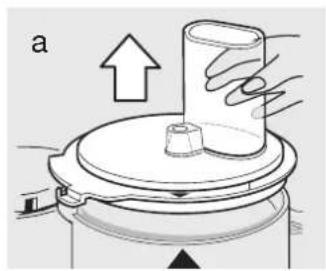 Diagram of a mechanical device with a cylindrical component and upward arrow, no text or symbols present