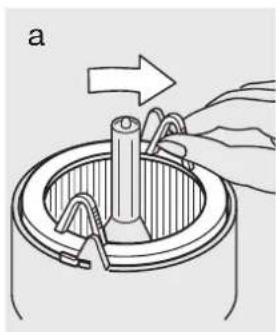 Diagram of a mechanical component with arrows indicating direction, no text or symbols present