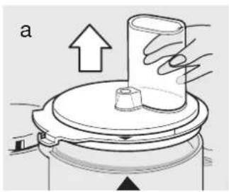 Diagram of a mechanical device with an upward arrow indicating motion or force, no text or symbols present