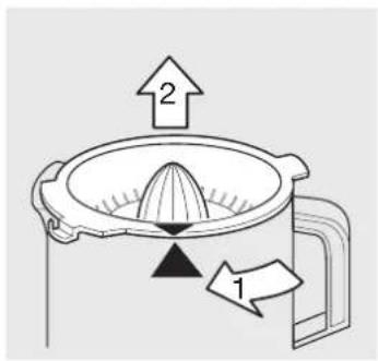 Diagram of a grimmer with labeled parts and directional arrows indicating process flow