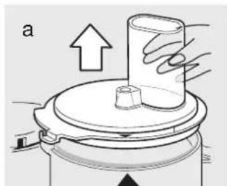 Diagram of a mechanical device with a cylindrical component and upward arrow, no text or symbols present