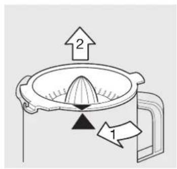 Diagram of a grimmer with labeled parts and directional arrows indicating process flow