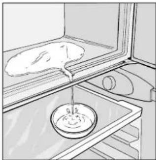 Simple line drawing of a kitchen sink with a bowl of liquid and a spoon, no text or symbols present.