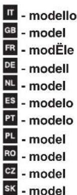 IT - modello GB - model FR - modèle DE - Modell NL - model ES - modelo PT - modelo PL - model RO - model CZ - model SK - model