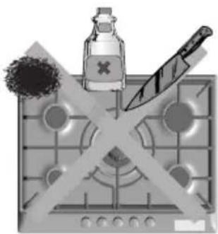 Illustration of a checkered table with a knife, a bottle, and a paintbrush on the right (no text or symbols).