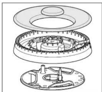 Exploded view diagram of a mechanical assembly showing internal components (no text or labels).