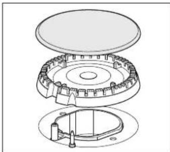 Exploded view diagram of a mechanical assembly showing layered components (no text or labels)