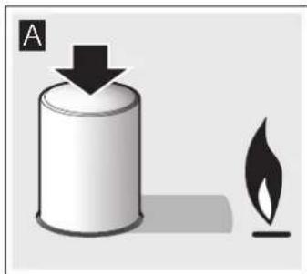 Simple illustration of a cylindrical object with a downward arrow and a flame symbol (no text or labels)