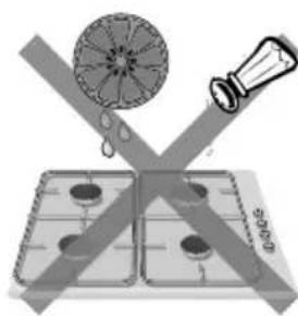 Diagram showing a fan-shaped object above a grid with a tool, no text or symbols present.