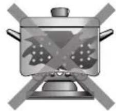 Illustration of a cooking pot with crossed panes and steam rising (no text or symbols).