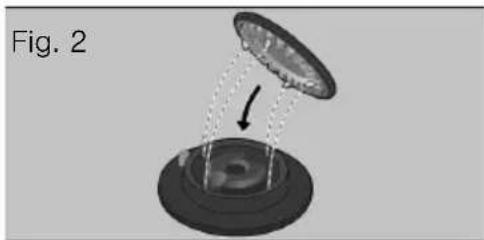 Diagram showing a mechanical component with a rotating disk and a curved arrow indicating motion.