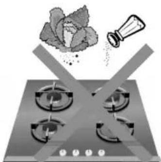 Illustration of a gas stove with four fans and a chimney emitting powder (no text or symbols).