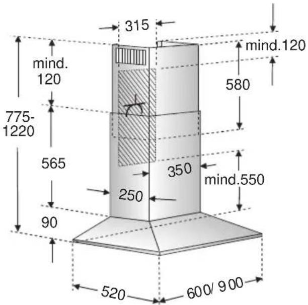 315 mind. 120 775- 1220 565 90 250 350 mind.550 580 600/ 900 520