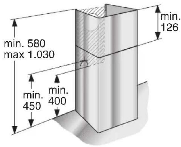 BOSCH DWB099751 - Dimensioni dell'apparecchio ad espulsione d'aria - 1