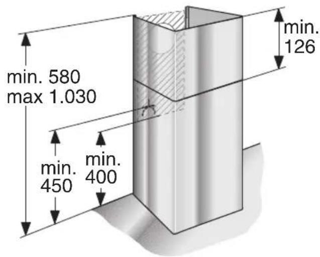 BOSCH DWB093650 - Medidas do aparelho na função de exaustão de ar - 1