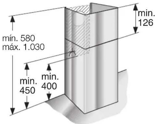 BOSCH DWB092750 - Cotas del aparato Evacuación del aire al exterior - 1