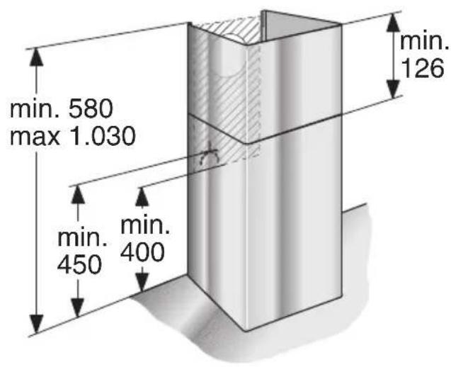 BOSCH DWB092750 - Dimensioni dell'apparecchio ad espulsione d'aria - 1