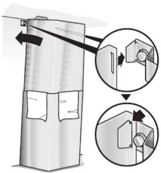 Diagram illustrating a door lock mechanism with labeled parts and directional arrows, showing step-by-step assembly.