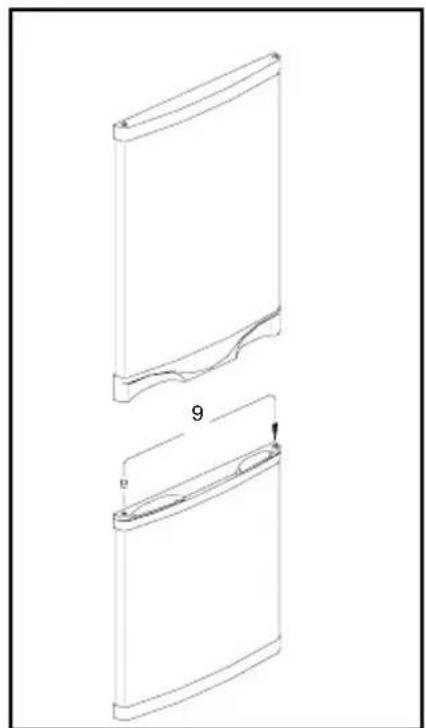 Technical line drawing of two views of a flat panel or holder (no text or symbols)