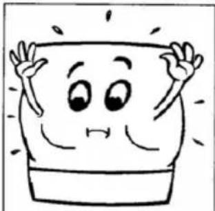 Cartoon illustration of a smiling bowl character with arms raised.