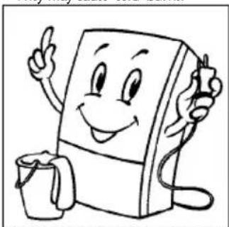 Cartoon illustration of a smiling book character holding a pencil and a mug, pointing upward (no text or symbols)