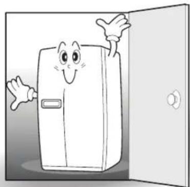 Cartoon illustration of a smiling refrigerator with arms outstretched and waving (no text or symbols)
