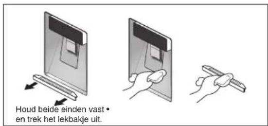 Houd beide einden vast en trek het lekbakje uit.