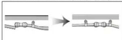 Diagram showing a pipe joint being welded, with no text or symbols present.