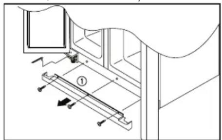 Technical diagram showing a mechanical assembly with labeled components and directional arrows indicating motion or force.