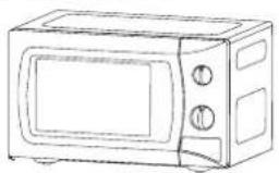 Line drawing of a microwave oven with control buttons (no text or symbols)